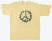 Organic Cotton Unisex World Peace T-Shirt in Citrine - Size - S, L, XXL