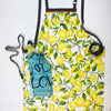 Lemon Dance Organic Cotton Kitchen Towel, Apron, and Oven Mitt