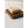 Wooden soap saver designed to help bar soap dry