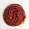 Terracotta Heather cashmere throw blanket with Golden Ochre trim