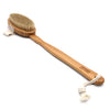 Dry and wet long handle body brush with natural bristles