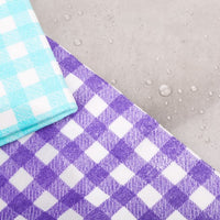 Reusable Kitchen Cloths - Purple & Teal Blue Plaid set of 2