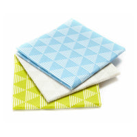 Full Circle Pulp Friction - Dusting Cloths - Geo Design - Set of 3 - blue, green, and gray