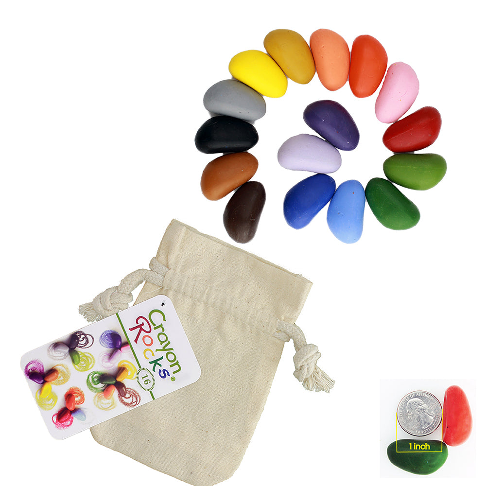 Children's Soy Crayon Rocks - 16 colors in a muslin bag