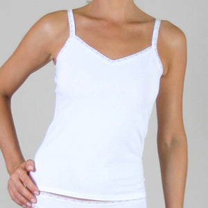 Organic Cotton White Camisoles With Lace (Extra Large)