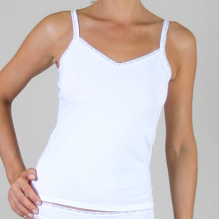 Camisole Wide Strap(White), White Women's Camisoles