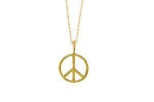 Women's Gold Plated Sterling Silver Small Peace Necklace & Earrings