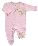 Rose Flower Footed Romper with Matching Had Set - nb-3 mo