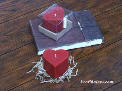 Romantic Red Heart Shaped Beeswax Pillar Candle