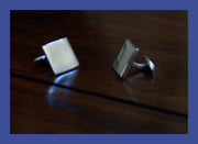 Sterling Silver Men's Plain Cufflinks - Pair