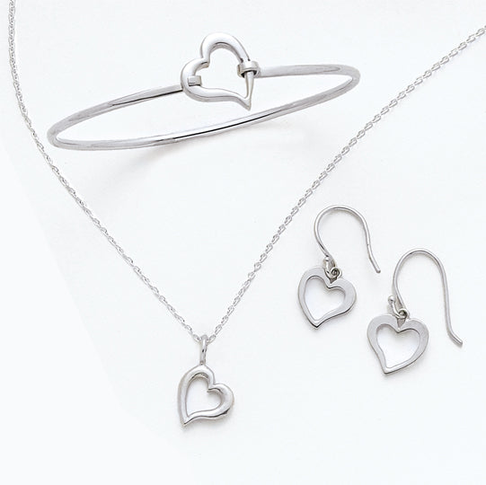 Women's Sterling Silver Open Heart Jewelry
