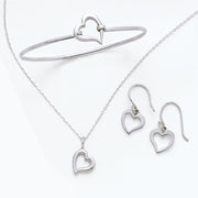 Women's Sterling Silver Open Heart Jewelry
