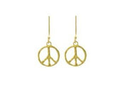 Women's Gold Plated Sterling Silver Small Peace Necklace & Earrings