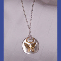 Women's Butterfly Necklace - Sterling and 24K Gold Symbol
