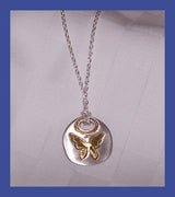 Women's Butterfly Necklace - Sterling and 24K Gold Symbol