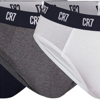 CRISTIANO RONALDO CR7 Men's 3-Pack Cotton Briefs - Black/Grey/White - XL 