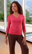 Bamboo 3/4 Sleeve Women's Journey Top in Pomegranate - S, M, L, XL