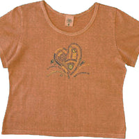 Organic Cotton Clay Dyed Women's Heart Scoop Neck Shirts - XS, L, XL