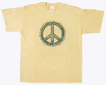 Organic Cotton Unisex World Peace T-Shirt in Citrine - Size - S, M, L, XXL