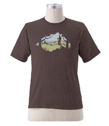 Organic Cotton Unisex Hiking Scene T-Shirt in Brown - Size - S, M, L, XL, XXL