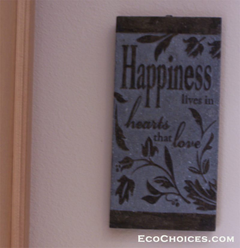 Sign: Carved Slate: Happiness