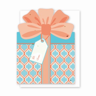 Grow A Note Gift Card Holder - Coral And Blue Gift Box Design