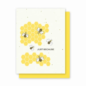 Grow A Note Just Bee-cause Blank Cards - yellow envelopes - pack of 4 cards