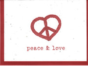 Grow A Note Peace & Love Cards - red envelopes - pack of 4 cards