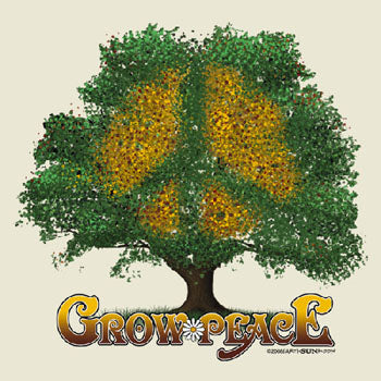 Organic Cotton Grow Peace Tree Unisex Tee Shirt (Natural)  - S, M, L, XL, XXL