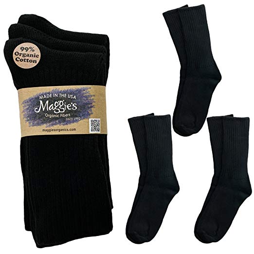 Maggie's 3 Pack Organic Cotton Adult Classic Crew Socks - Unisex - Men