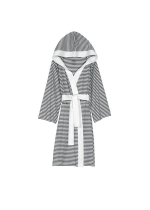 Women's Hooded Striped Lite Weight Jersey Robe