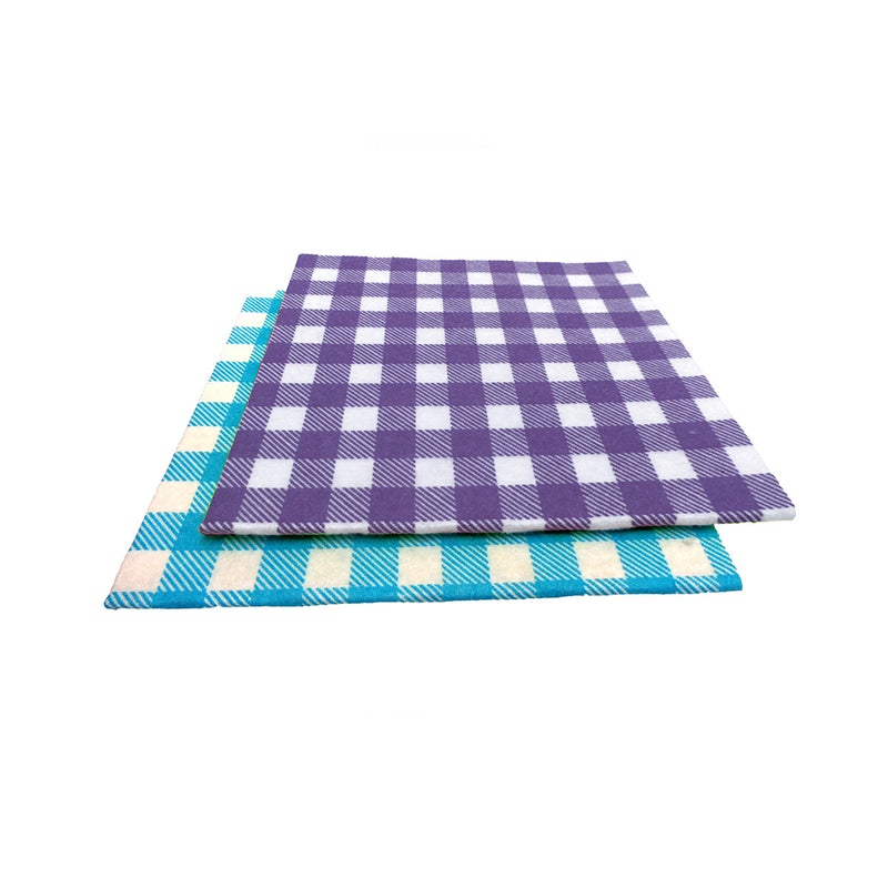 Reusable Kitchen Cloths - Purple & Teal Blue Plaid set of 2
