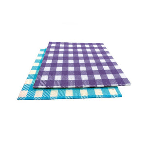 Reusable Kitchen Cloths - Purple & Teal Blue Plaid set of 2